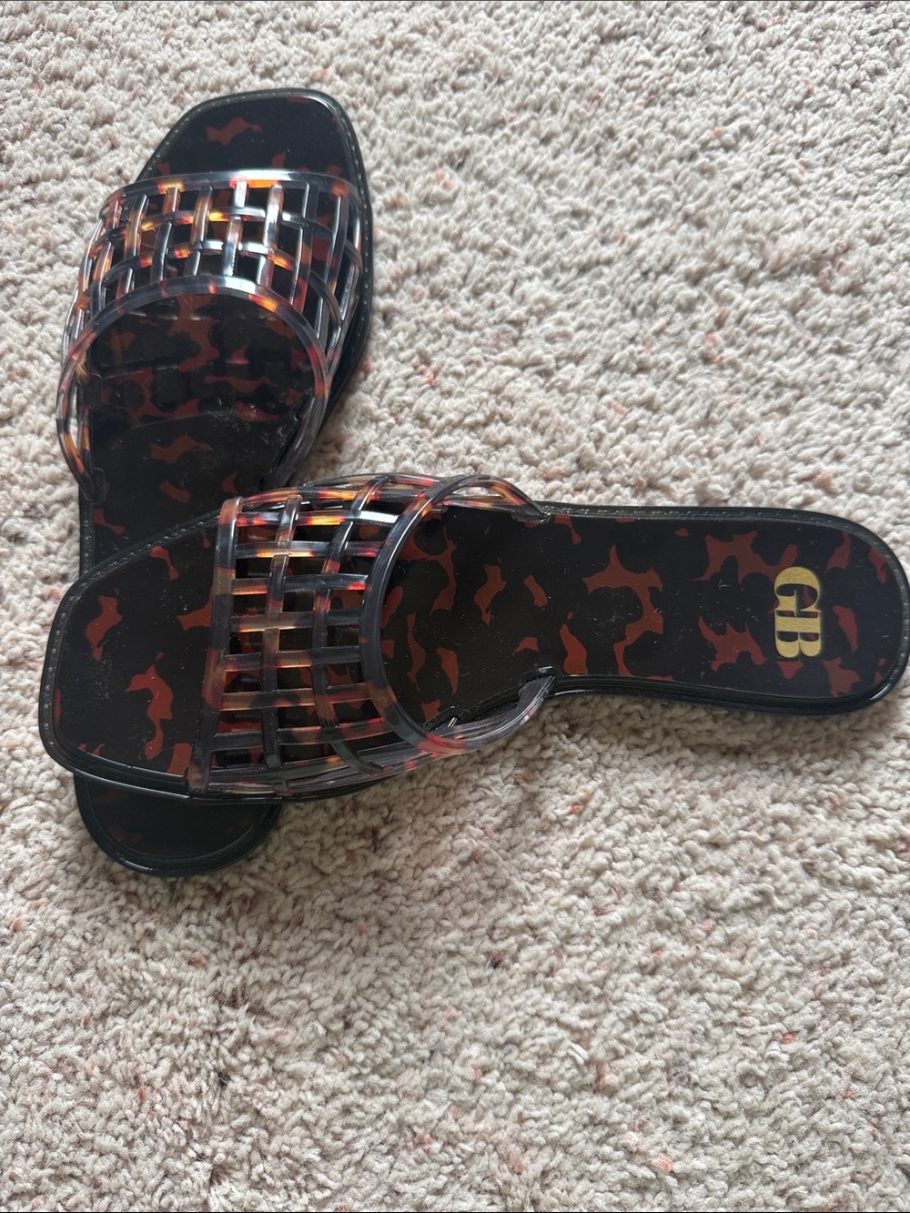 Gianni Bini Women’s Clear Tortoiseshell Woven Slide Sandals - Black/Brown/Amber